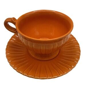 Vintage STANGL  Pottery  Orange cup &‎ saucer 1388 Mid-Century 1950's